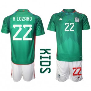 Maillot de foot Mexique Hirving Lozano #22 Domicile enfant Monde 2022 Manches Courte (+ pantalon court)